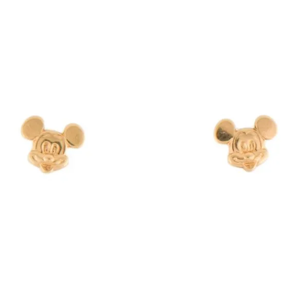 DISNEY 14K YELLOW GOLD MICKEY MOUSE STUD EARRINGS - Picture 1 of 3